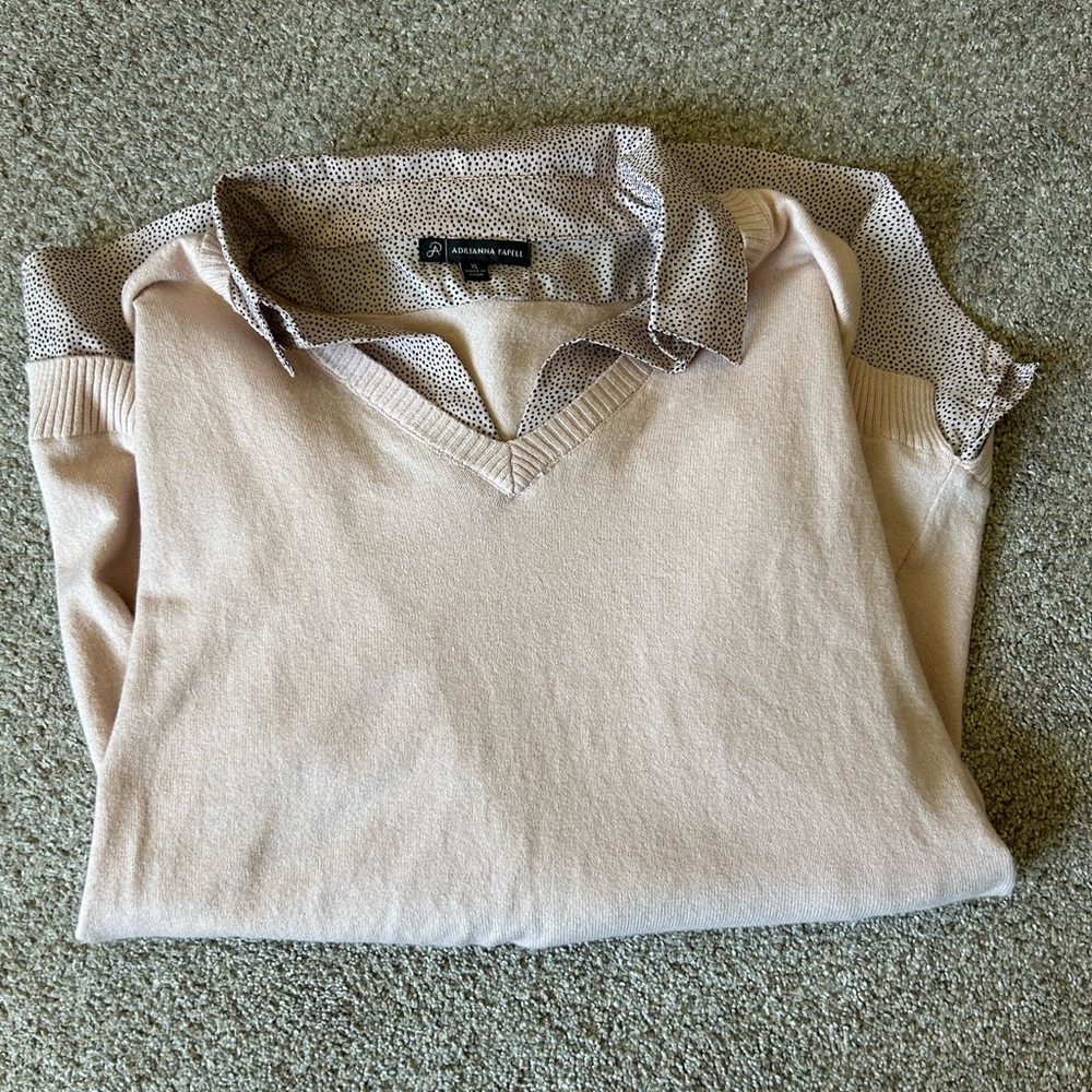 Adriana Papell Button Down and Sweater Combo